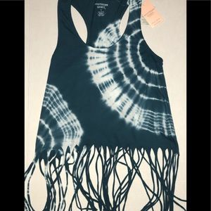 Southern spirit fringe tie-dye tank top